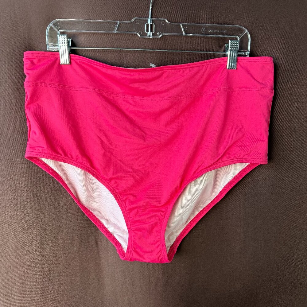 Lands' End Women's 4-16‎ LONG Hot Pink Bikini Swim Bottoms High Waisted Chlorine